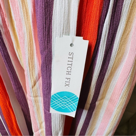 One 5 One Wide Leg Pants in Red and Purple with Elastic Waistband - Picture 5 of 12